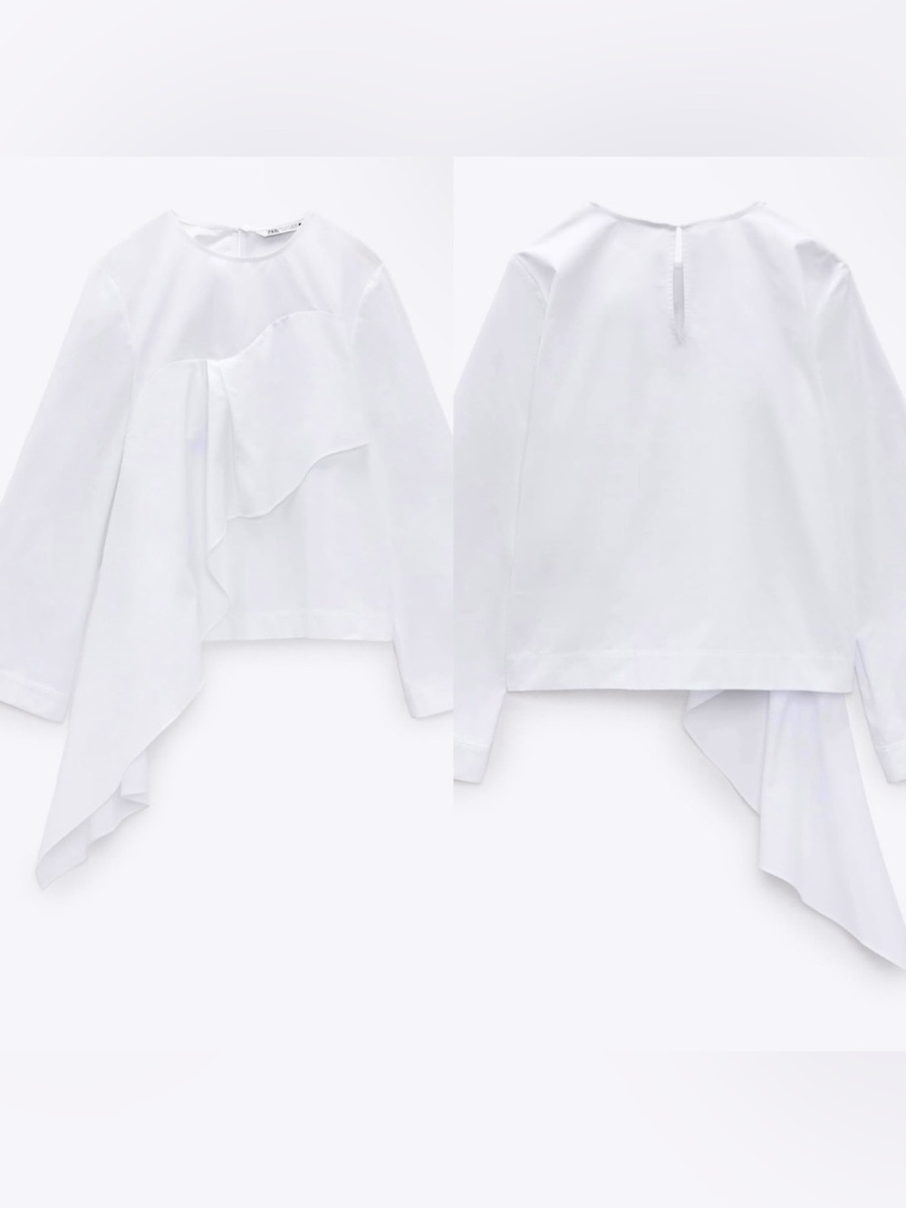 Zara Asymmetrical Cotton Poplin Blouse